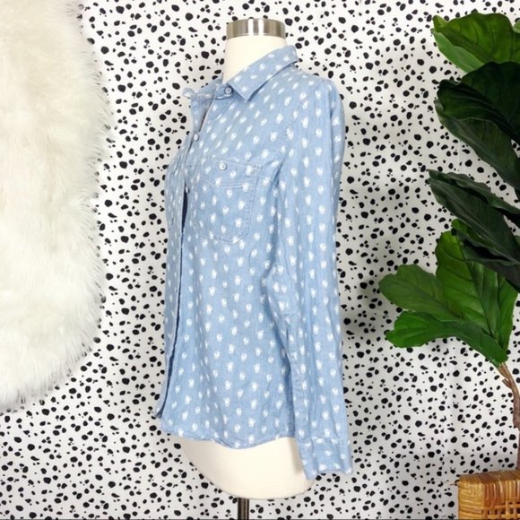 Madewell Floralbud Floral Chambray Button Down Top - Picture 3 of 6